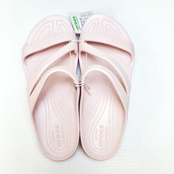 Sz 9- NWT Crocs Kadee II Iconic Comfort Z-Strap Sandals Barely Pink - Picture 4 of 15